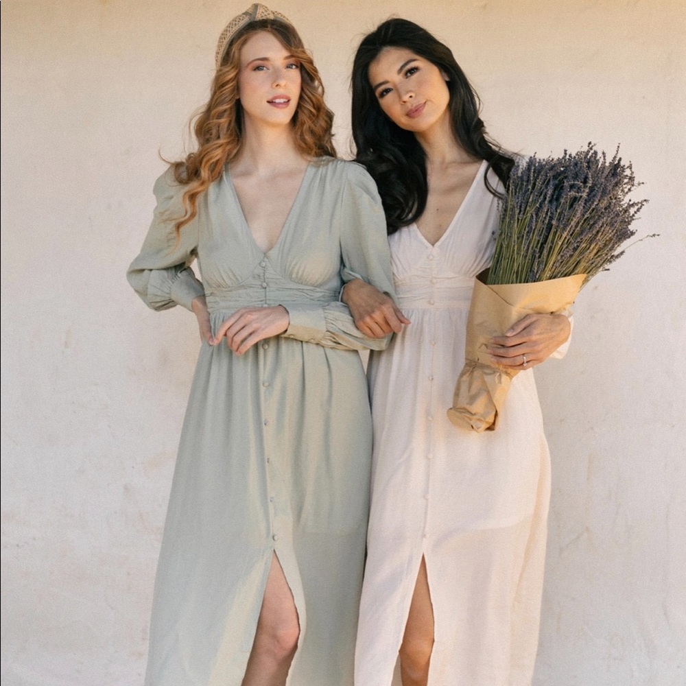 New Gabriella Button Midi Dress in Mint